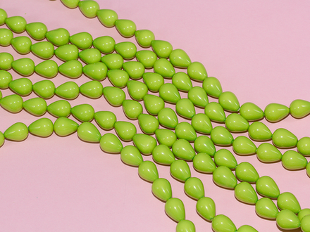 Нить бусин для украшений Капля 10х14мм, "Майорка-Лайм" (имитация)