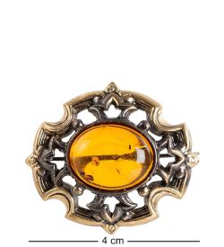 AM- 871 Брошь «Барокко» (латунь, янтарь)