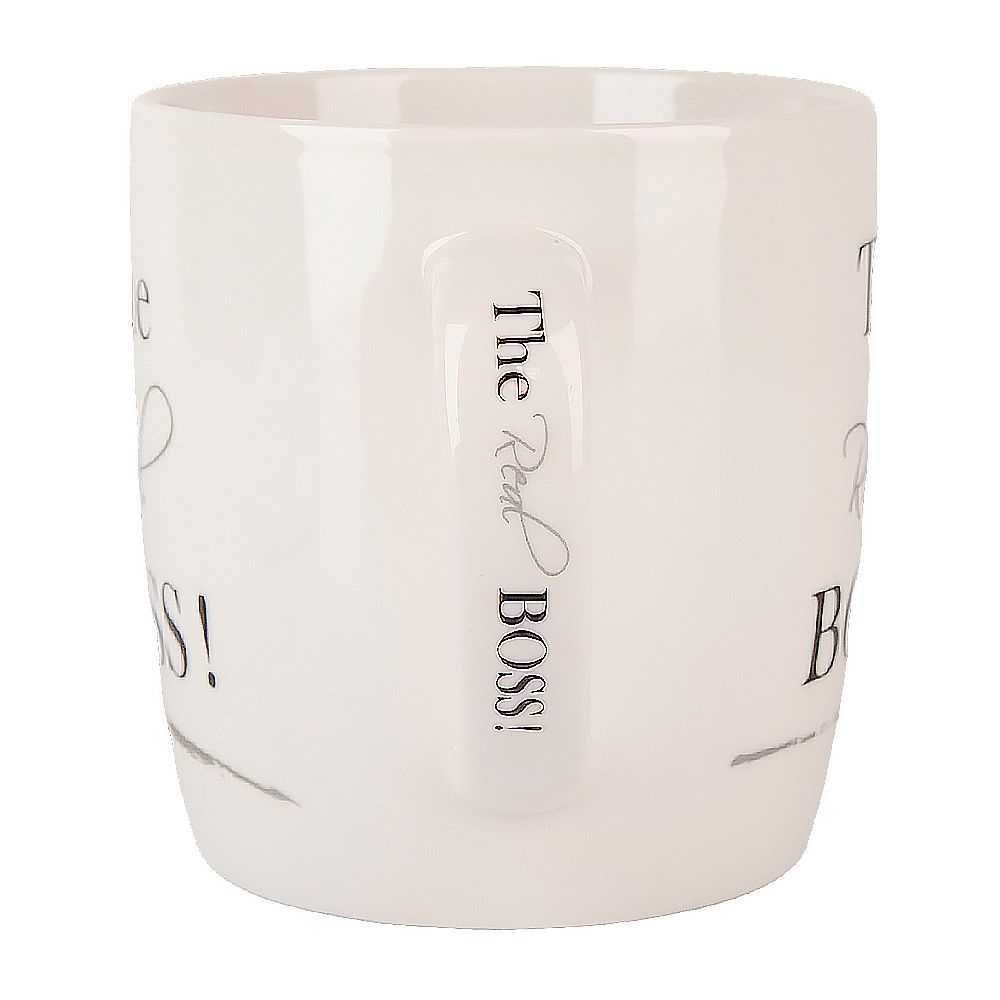 Кружка с блюдцем "THE REAL BOSS" v=380мл (фарфор) (подарочная упаковка)