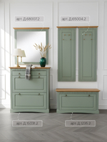 Тумба для обуви Неаполь из сосны, 4 двери с ящиком, 87х169х21 см, зеленый