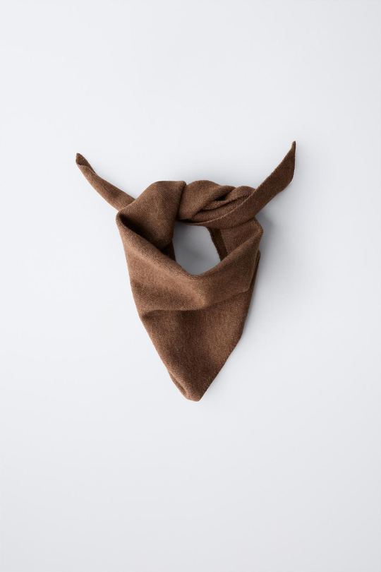 ZARA ВЯЗАНАЯ КОСЫНКА, КОРИЧНЕВЫЙ