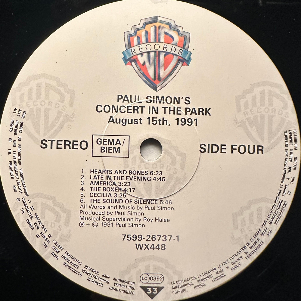 Paul Simon - Paul Simon's Concert In The Park 2LP (Германия 1991г.)