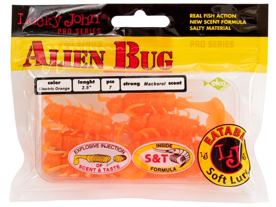 Виброхвосты съедобные LJ Pro Series ALIEN BUG 2,5in (6,35 см), цв. 036, 7 шт.