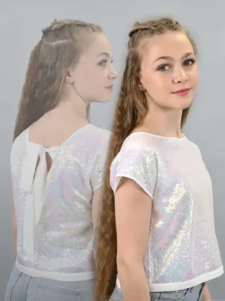 Блузка топ с пайетками для девочки