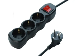 Удлинитель сетевой 1 метров, 3 розетки с выключателем