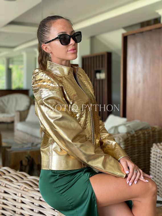 Куртка из кожи питона золотого цвета JT-123