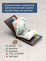 700 R - Зажим для купюр с монетником на кнопке и RFID защитой