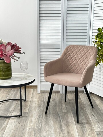 Стул М-City DISAUR Бренди (Brandy) 505-4 Латте, Велюр "Беспальчиковый", Черный каркас