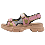 GUCCI Leather Gauze Beach Sandals 5.5cm Women"s Pink