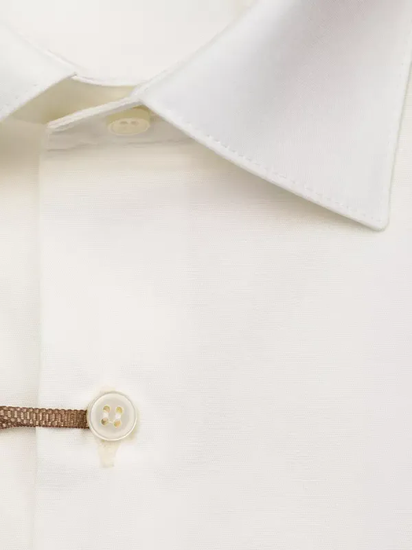 Рубашка приталенная SLIM FIT с коротким рукавом, молочная