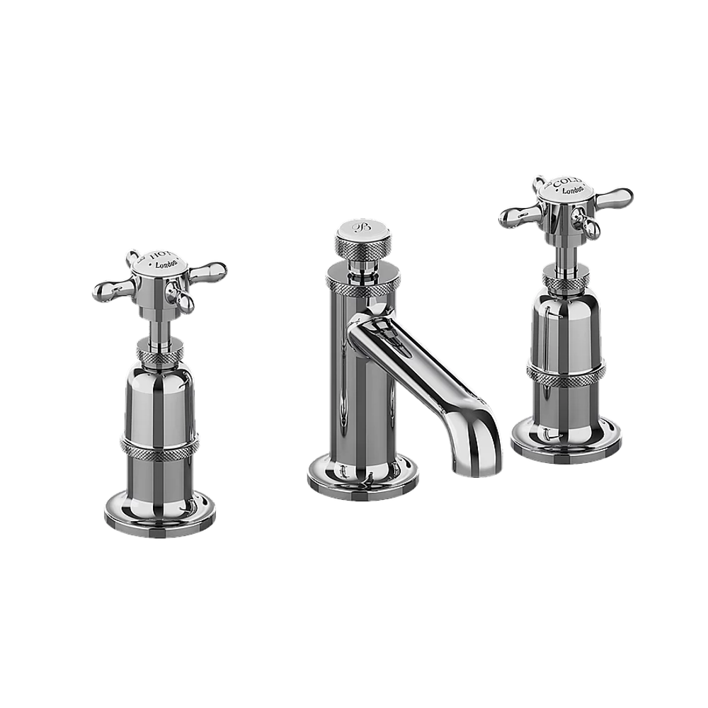 Смеситель для раковины Burlington Guild GU135DNC на три отверстия с ручками, хром