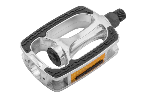 Педали JD-297 алюминиевые серебристые 9/16" со светоотражателями,33430