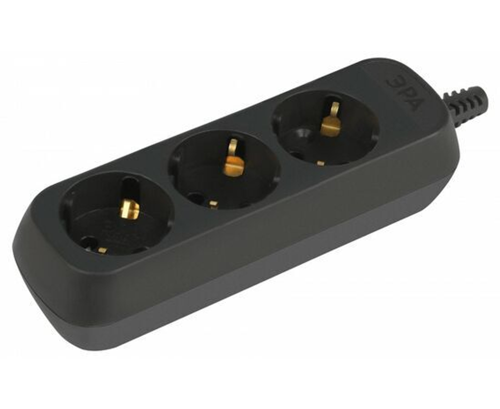 Колодка удлинителя 3-м с заземл. черн. KX-3e-B Эра Б0061718