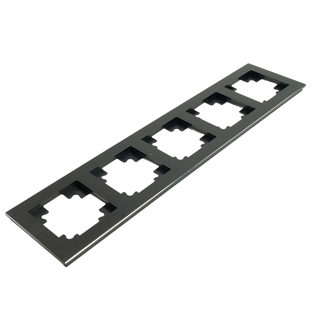 Рамка 5-местная, металл, STEKKER, MFR00-7005-05, серия Катрин, черный 50028