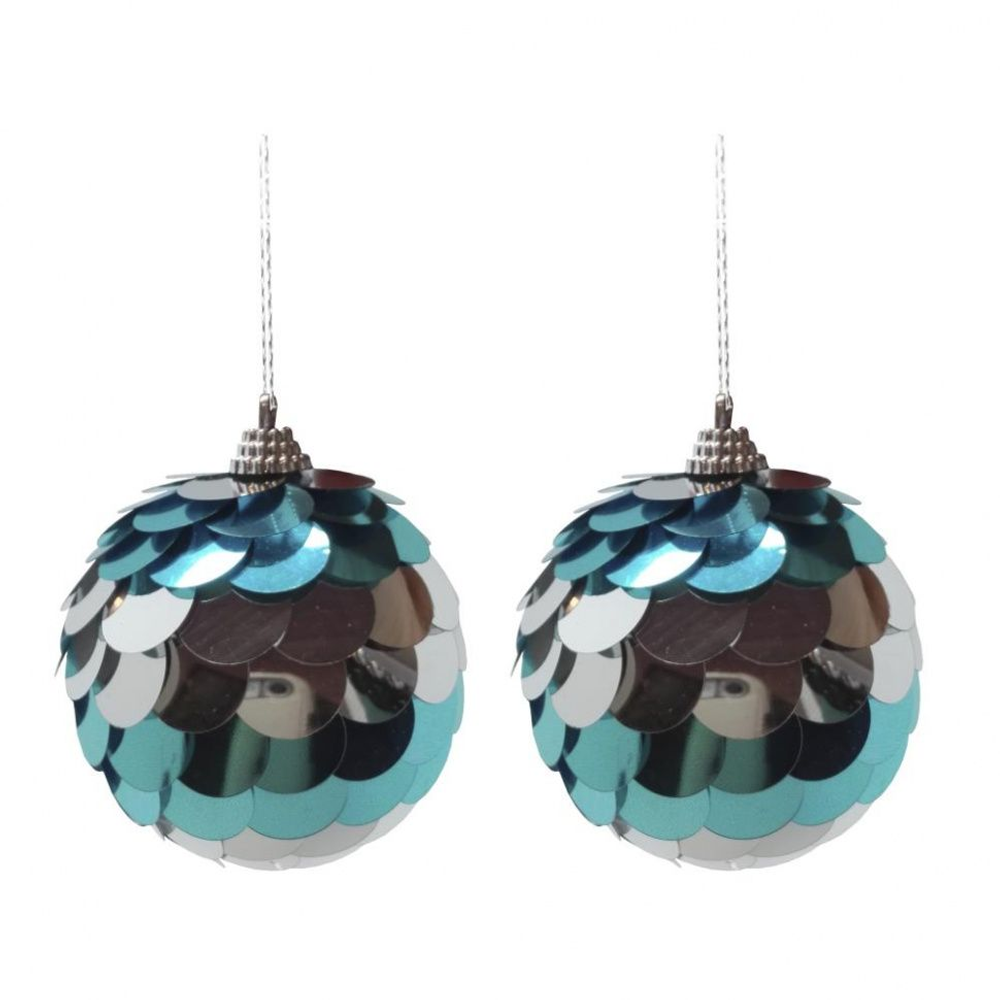 Набор шаров "Чeшуйки", голубой-серебряный, 2 шт. (Аспект)