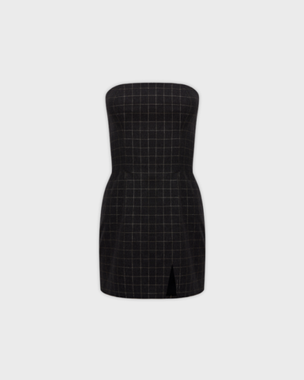 Корсетное платье мини с разрезом в клетку