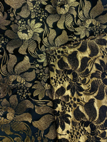 Костюмная жаккард, черный, люрекс золото LR