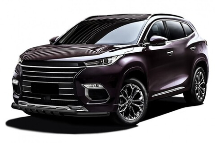 Защита переднего бампера (нержавейка) Chery Exeed TXL (2021-2023) d57+d42 с декор элем(черный)