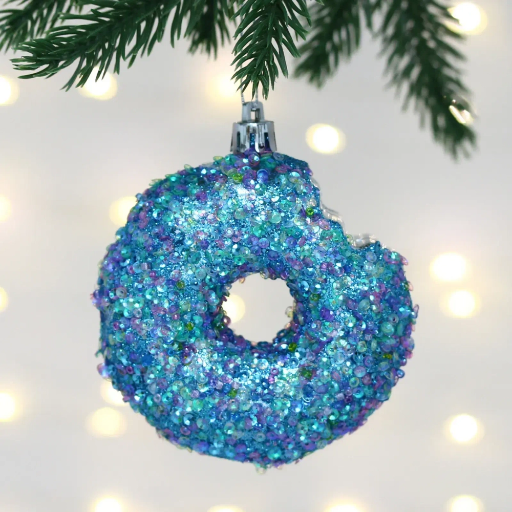 Елочная игрушка «Сладкий пончик» 8*4*10 см, Голубой