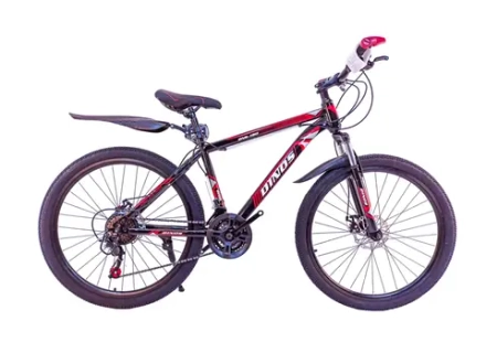 Велосипед Dinos 26" 21скор (стальная рама, диск. тормоз) Черно-красный (DIN-1-1)