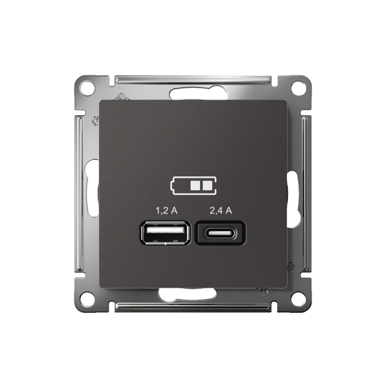 Розетка USB AtlasDesign тип A+C 5В/2.4А 2х5В/1.2А механизм базальт SE ATN001439