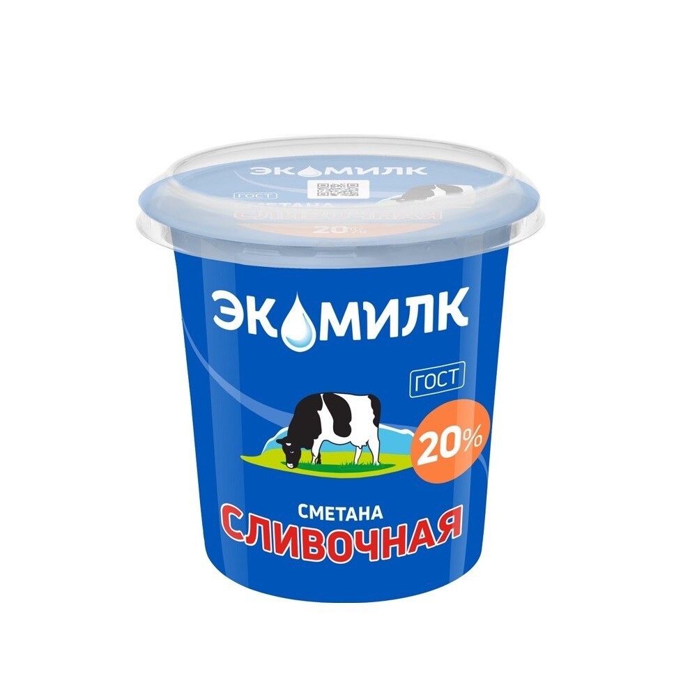 Сметана Экомилк «Сливочная» 20% -300 гр