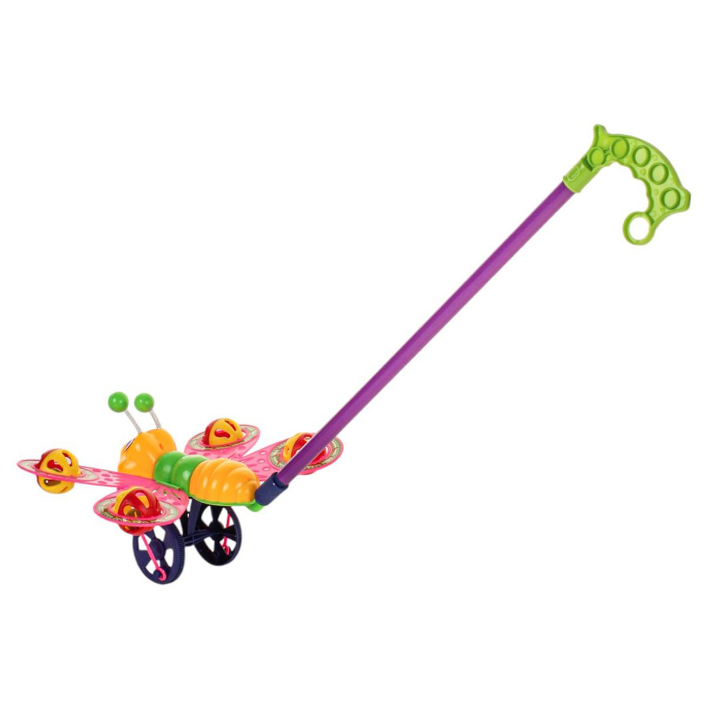 Каталка на палке Бабочка 51см, цвет зеленый, пакет 336