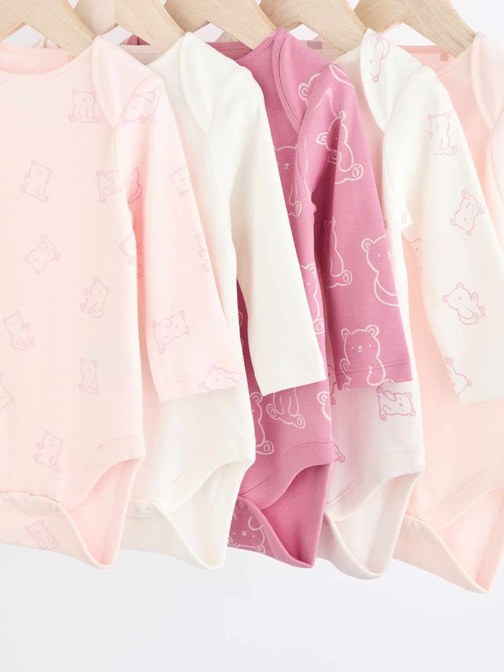 Боди с длинным рукавом для малышей Next N95-296, 5 шт., Молочный, Розовый