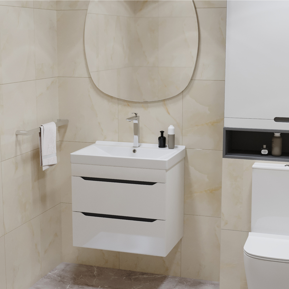 Тумба д/ванной "Лайн-60" подвесная под раковину Фостер 60 (Kirovit)/Fest-60 (Sanita Lux) (ПВХ)