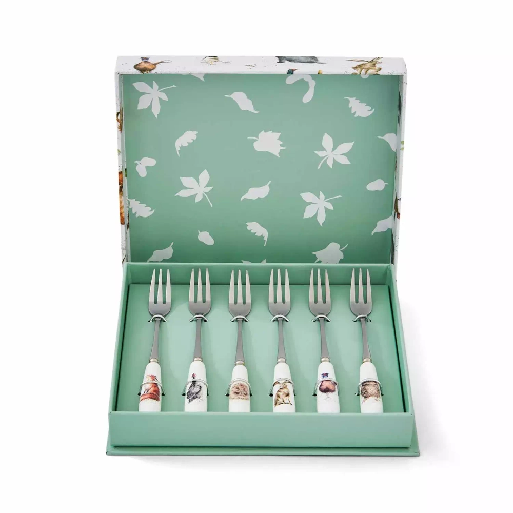 Royal Worcester - Набор Wrendale Designs из 6 вилок для торта / артикул   WN1102-XG  / GTIN 749151597723