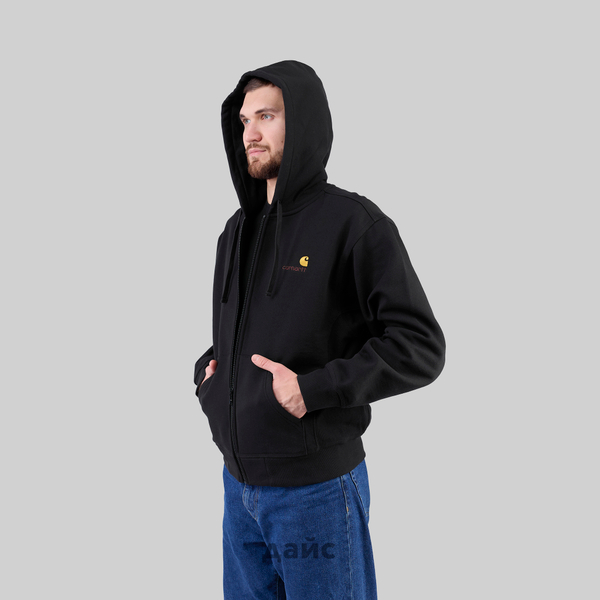 Толстовка мужская Carhartt WIP Hooded American Script Jacket артикул:I033063_black - купить в магазине Дайс