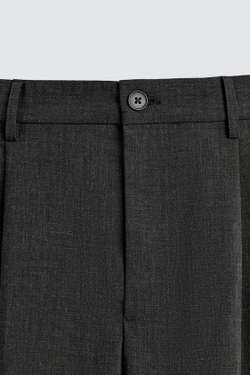 ZARA БРЮКИ WIDE FIT СО СКЛАДКАМИ, АНТРАЦИТОВО-СЕРЫЙ