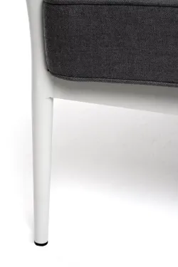 "Касабланка" диван 3-местный плетеный из роупа, каркас алюминий светло-серый (RAL7035) муар, роуп серо-коричневый 23мм, ткань серая 017