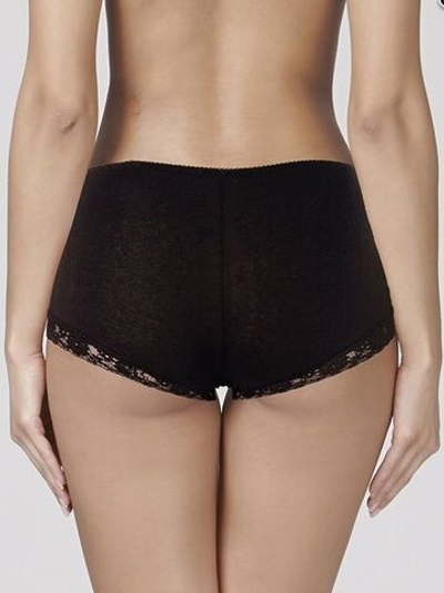 Трусики-слип с завышенной линией талии из хлопка и цветочного кружева (Размер: XL) (Цвет: бежевый)