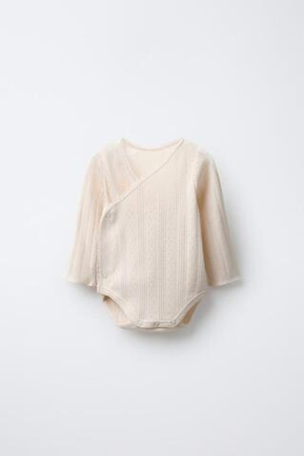 ZARA БОДИ С АЖУРНЫМ УЗОРОМ, ВАНИЛЬНЫЙ