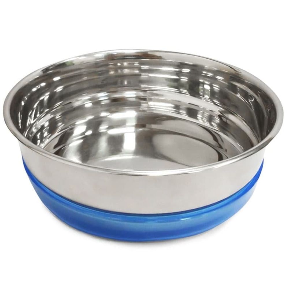 Миска (Triol) металлическая с синей резинкой, 0,8л