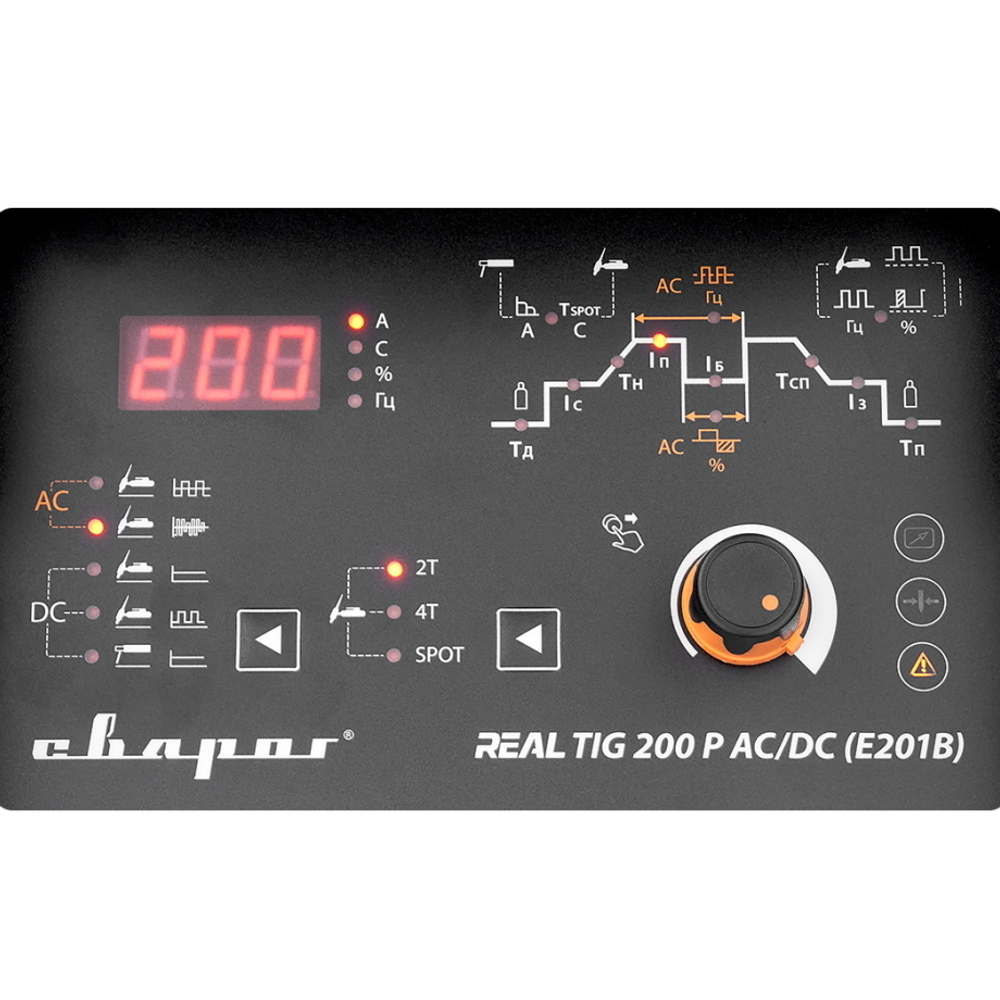 Инвертор сварочный TIG 200 P AC/DC "REAL" (E201B) Black (маска+педаль+перчатки)