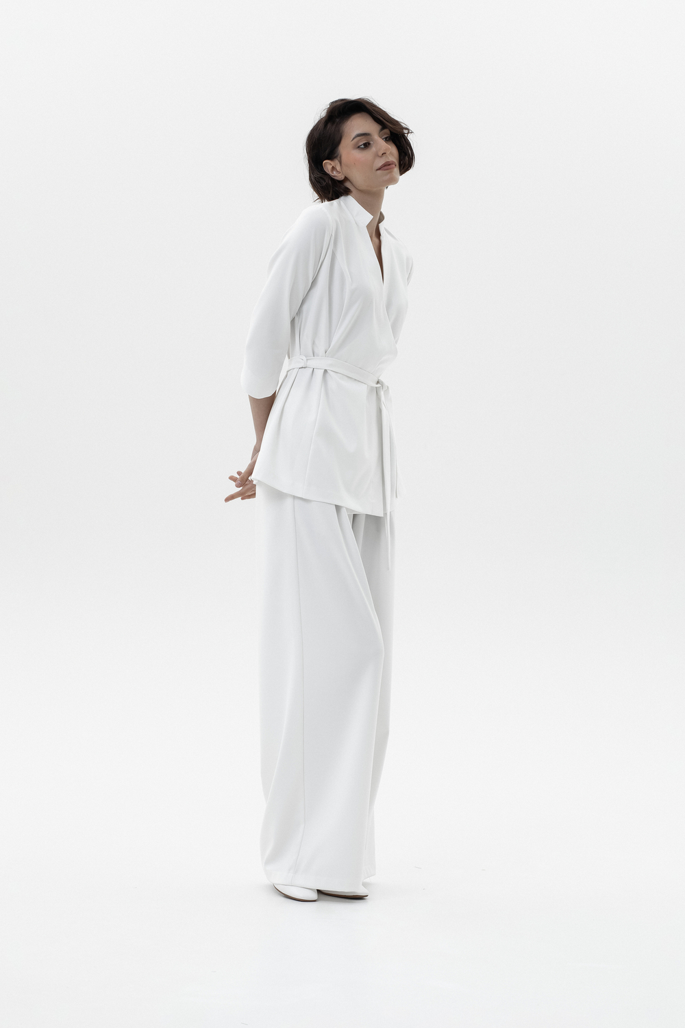 Костюм блуза на запах и брюки Палаццо