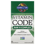 Garden of Life, Vitamin Code, Raw K-Complex, комплекс витаминов K, 60 веганских капсул