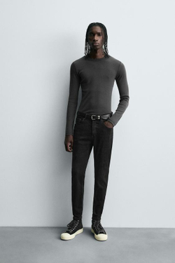 ZARA УКОРОЧЕННЫЕ ДЖИНСЫ SKINNY, ЧЕРНЫЙ