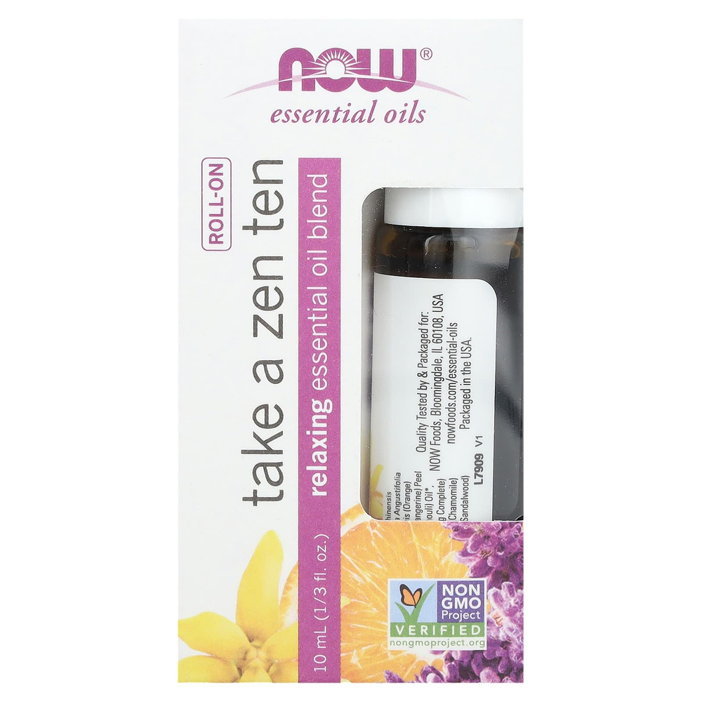 NOW Foods, Эфирные масла, ролл-ап Take a Zen Ten, 10 мл (1/3 жидк. унц.)