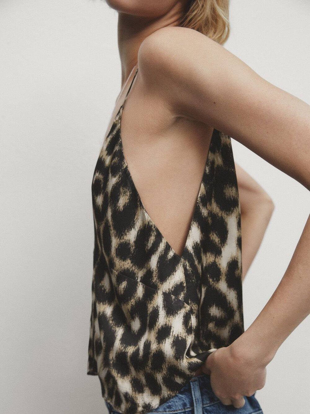 Massimo Dutti Топ с леопардовым принтом на бретелях, жженый