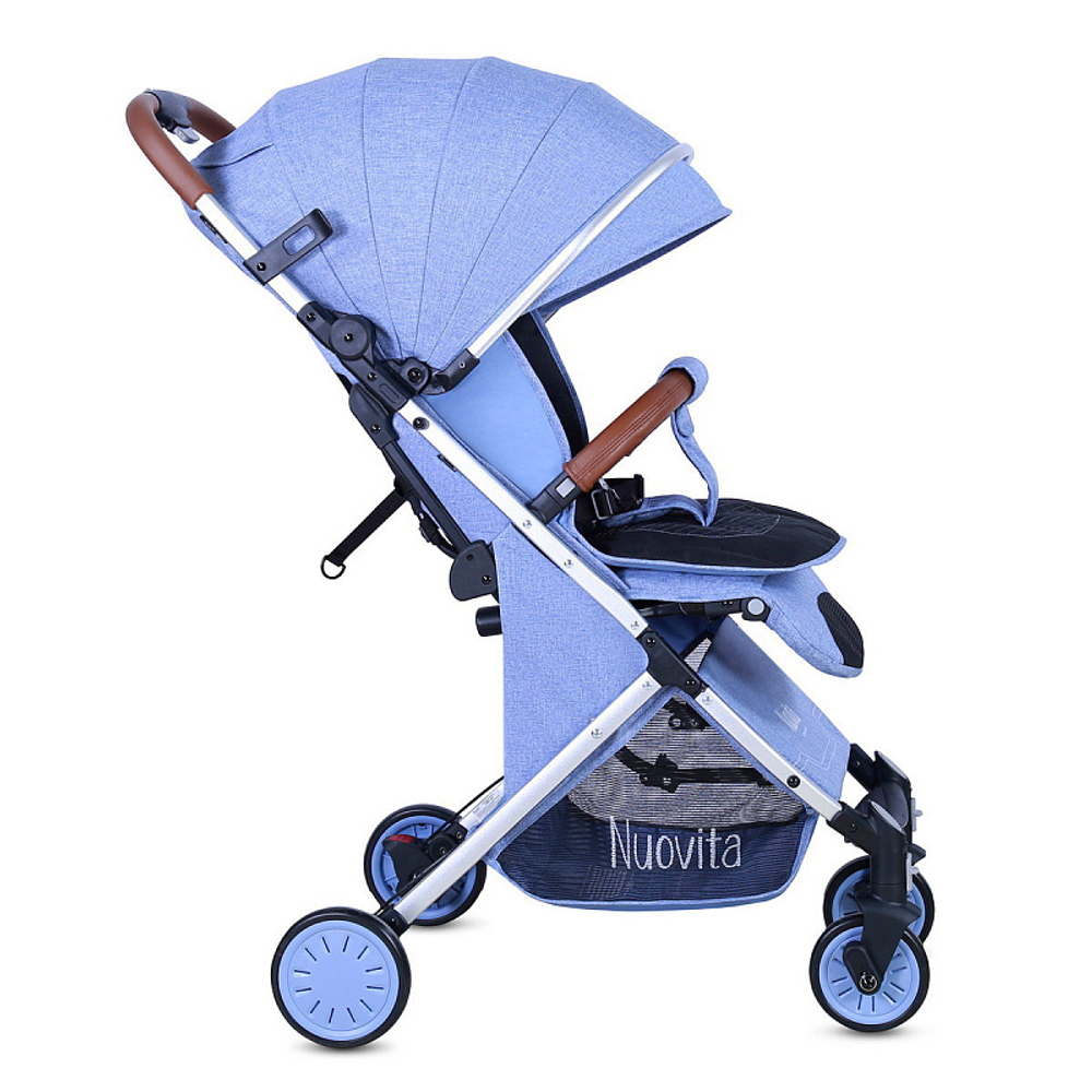 Детская прогулочная коляска Nuovita Giro Lux Denim, Argento / Джинсовый, Серебряный