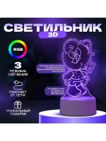 Светильник 3D ночник RISALUX «Медвежонок», LED RGB, от сети,