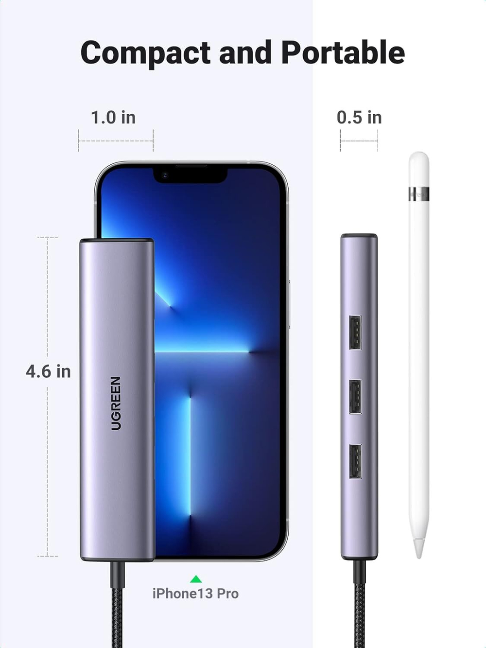 Конвертер USB 3.1 Type C на LAN RJ-45,1000Mbps + USB 3.0 HUB 3 port, 0.2m UGREEN 60600
