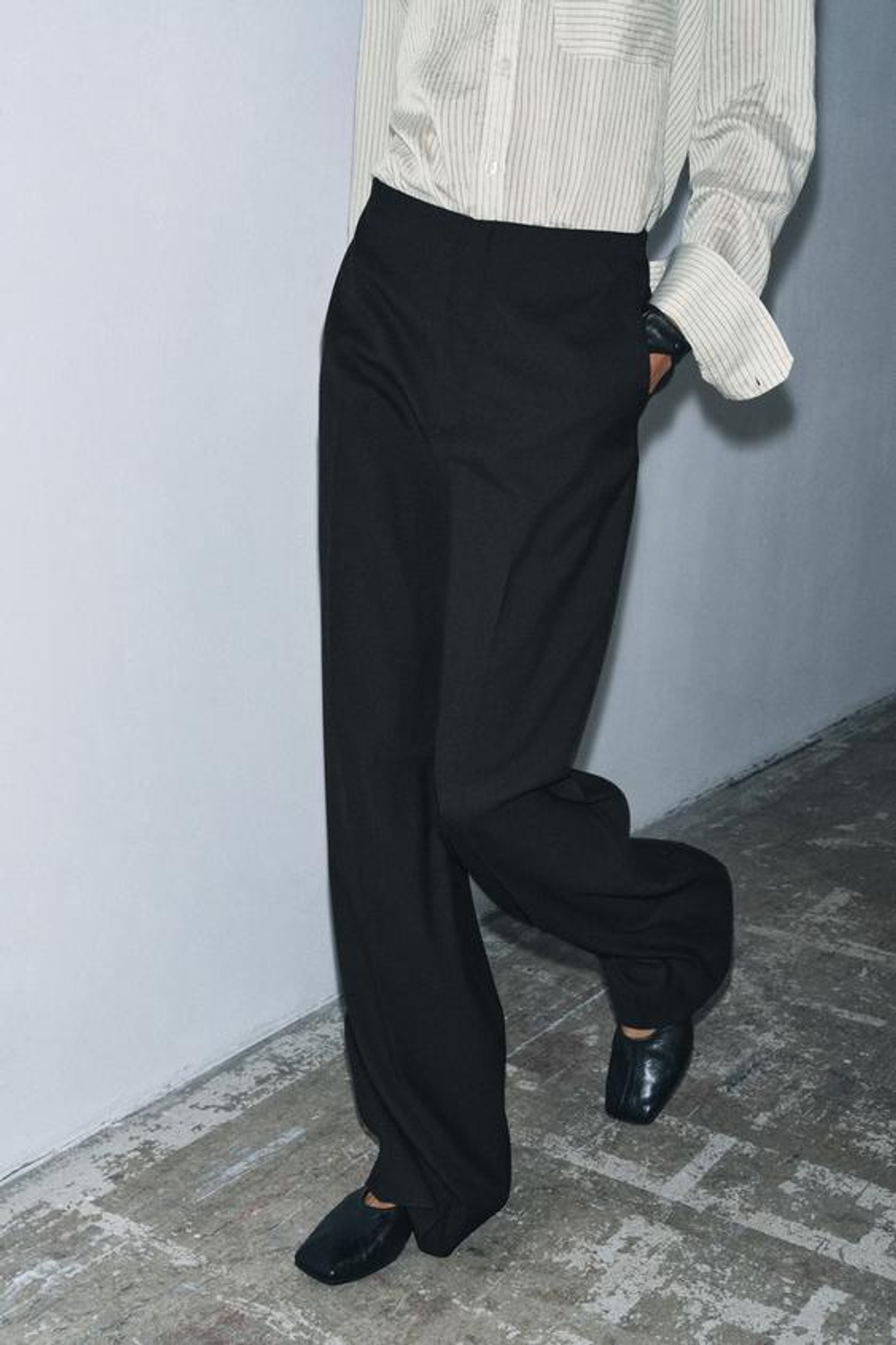 ZARA БРЮКИ МИНИМАЛИСТИЧНЫЕ ИЗ ШЕРСТИ — ZW COLLECTION, ЧЕРНЫЙ