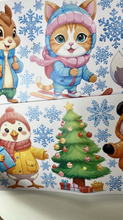 Новогодние наклейки стикеры на подарки, окна, декор для дома