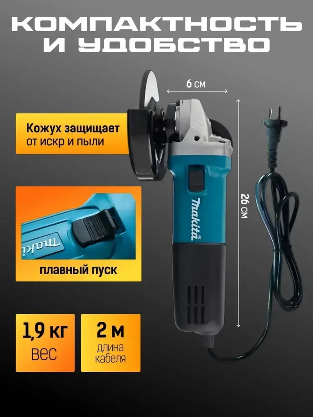 Болгарка 125 с регулировкой оборотов, электрическая, ушм 125 болгарка, шлифовальная машинка/ полировальная