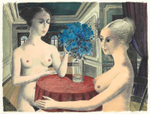 Поль Дельво. 1972. Молчание (Le Silence). 59 x 79.  Лист 68.3 x 97. Цветная литография.
