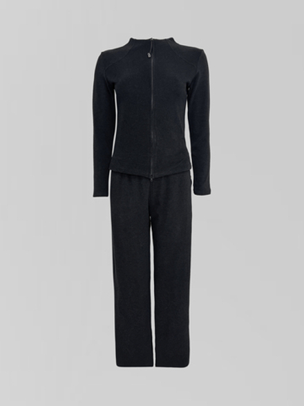 Костюм LJHY 25027 однотонный из лонгслива на молнии и широких штанов